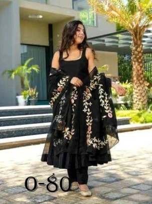 New Black Chinnon Suit Set Paired With Chinnon Dupatta