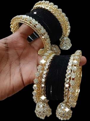 New Black Velvet With Golden Jhumki Set From Fab Funda