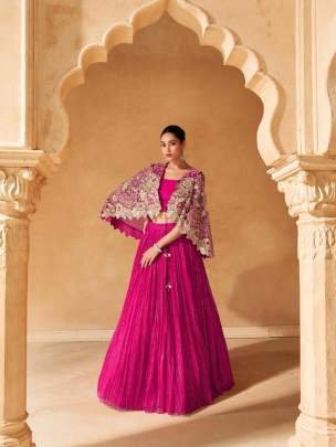 New Branded Raas 3 Primium Pink Chinon Silk Lehenga Choli With Jacket