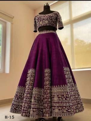 New Embroidery Work Purple Taffeta Lehenga Choli