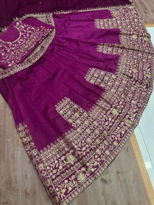 New Embroidery Work Purple Taffeta Lehenga Choli