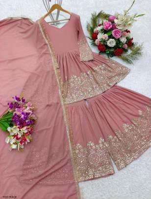 New Collection Peach Georgette Sharara Suit