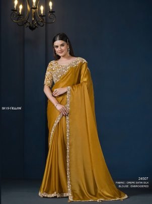 New Designer Festive Wear Yellow Saree Collection