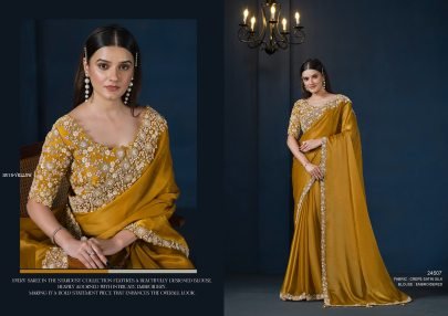 New Designer Festive Wear Yellow Saree Collection