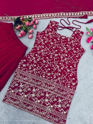 New Designer Party Wear Look Top Palazzo and Dupatta With Heavy Embroidery suit