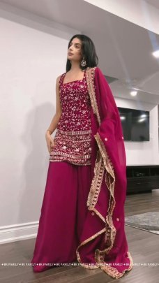 New Designer Party Wear Look Top Palazzo and Dupatta With Heavy Embroidery suit