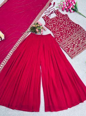 New Designer Party Wear Look Top Palazzo and Dupatta With Heavy Embroidery suit