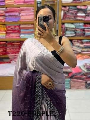 New Designer Purple Japan Satin Saree