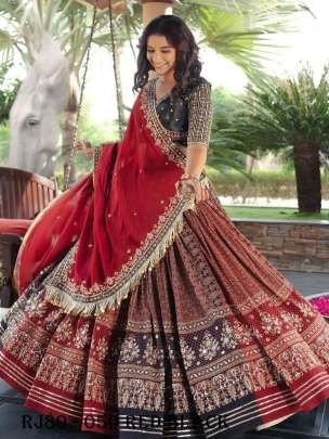 New Designer Red Black Muslin Cotton With Gota Patti Lace Navratri Special Lehenga Choli