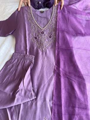 New Designers Purple Kurti Pant Dupatta Set