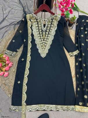 New Festival Collection Faux Georgette Black Gharara And Dupatta Set