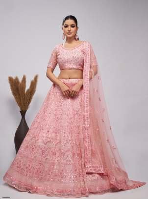 New Festive Wear Pink Soft Net Lehenga  Choli