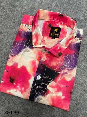 New Flower Design Rani Pink Cotton Shirt