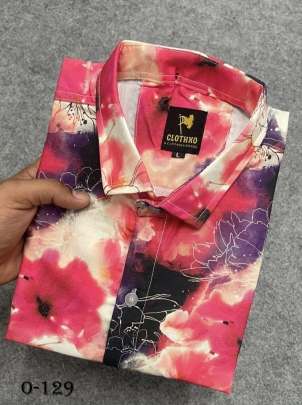 New Flower Design Rani Pink Cotton Shirt