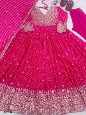 New Georgette  With Digital Print Pink Anarkali Suit