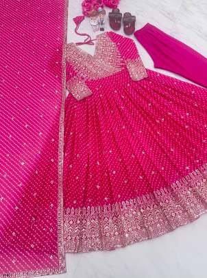 New Georgette  With Digital Print Pink Anarkali Suit