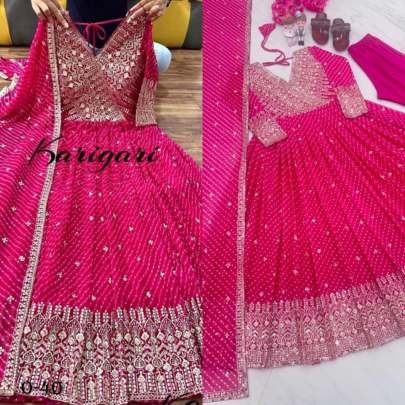 New Georgette  With Digital Print Pink Anarkali Suit