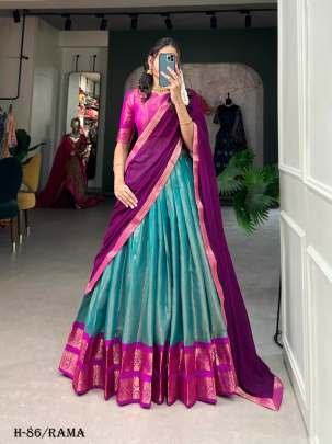 New Kanchipuram Silk Rama Lehenga Choli With Dupatta