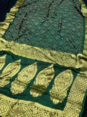 New Launch Green Bandhani Saree