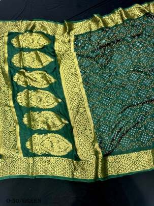 New Launch Green Bandhani Saree