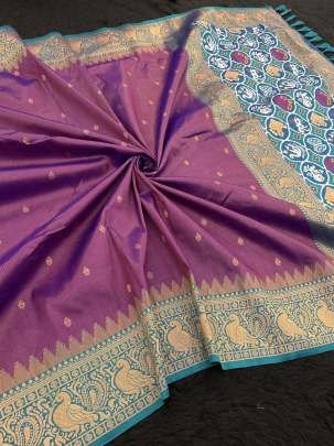 New Launchin Wine Gold Zari Kanjivaram Patola Sarees