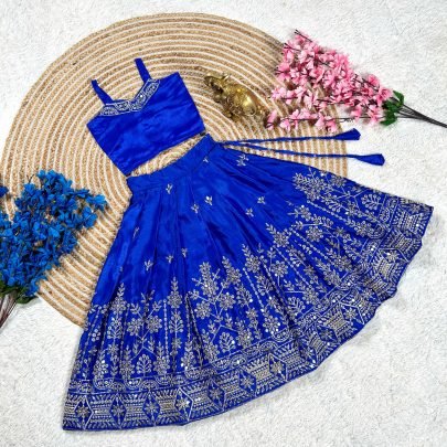 New Launching Blue Kids Beautifully Stitched Lehenga Set