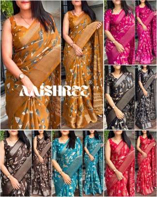 New Launching Red Colour Cotton Zari Jacquard Saree