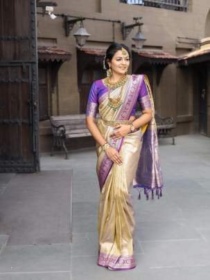 New Pure Soft Silk Golden Color Saree