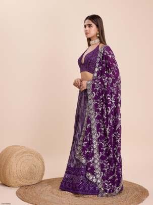 New Purple Georgette Sequins Work Lehenga Choli