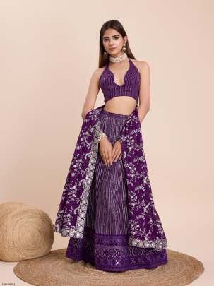 New Purple Georgette Sequins Work Lehenga Choli