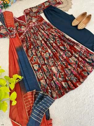 New Rakshabandhan Collection Naira Cut Kurti Pant Dupatta Set