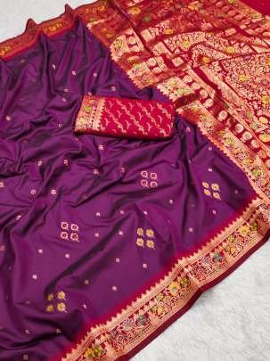 New Rani Color Pure Banarasi Silk Saree