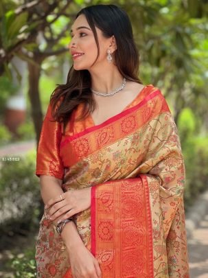 New Red Premium Silk Sarees With Zari Weaves Work