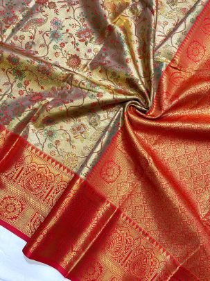 New Red Premium Silk Sarees With Zari Weaves Work