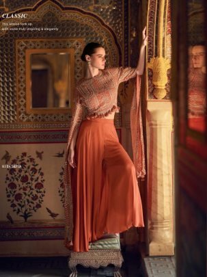 New Sepia Colour Designer Embroidered Indo-western