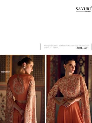 New Sepia Colour Designer Embroidered Indo-western