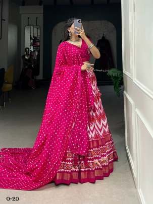 New Stylish Pink Lehenga Choli With Foil Print