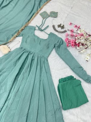 New Stylish Sea Green Anarkali Outfit 