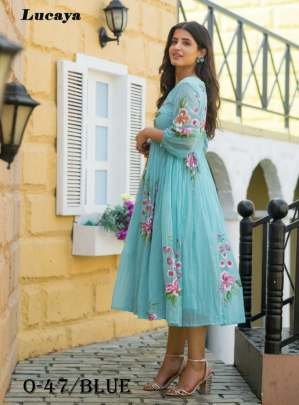 New Trending Lining Sky Blue Digital Printed Short Dress