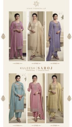 New Trendy Saroj Catalog Embroidery Kurti Pant Dupatta Set