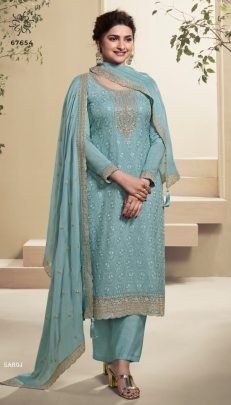 New Trendy Saroj Catalog Embroidery Kurti Pant Dupatta Set