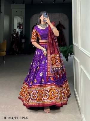 New Tussar Silk Purple Lehenga Choli With Gamthi Work