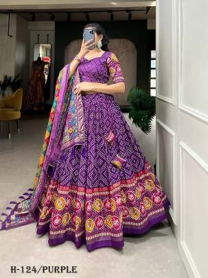 New Tussar Silk Purple Lehenga Choli With Gamthi Work