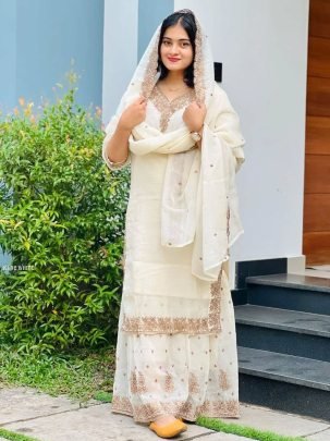 New White Festive Wear Silk Top Sharara With Dupatta