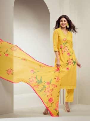 Newest Pure Cotton Digital Print Readymade Salwar Suit with Khatli Work