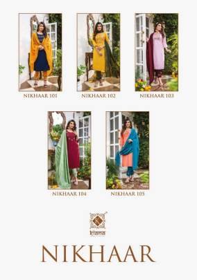 Nikhaar Beautiful Neck Work Straight Kurti Pant Dupatta Set