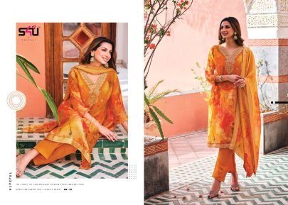 NUSRAT Catalog From S4u by Shivali Pure Organza Jacquard Kurta Pant Set