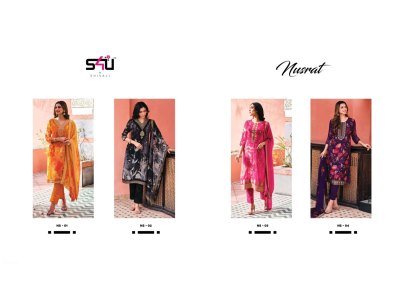 NUSRAT Catalog From S4u by Shivali Pure Organza Jacquard Kurta Pant Set