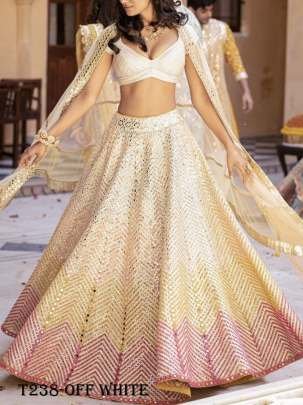 Buy Off White Georgette Mirror Work Lehenga Choli