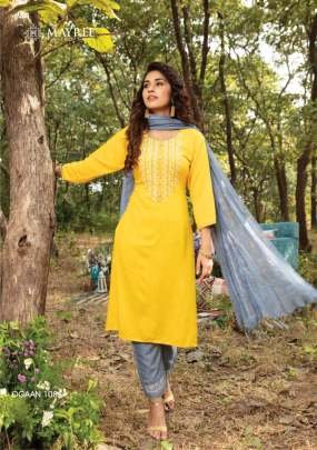 Ogaan Neck Work Straight Kurtis Cataloge By Mayree Brand